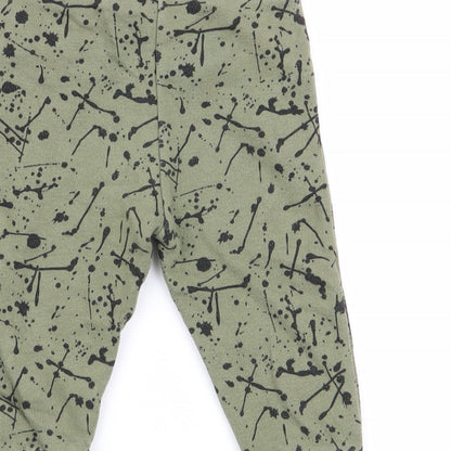 fred and flo Boys Green Geometric  Jogger Trousers Size 6-9 Months