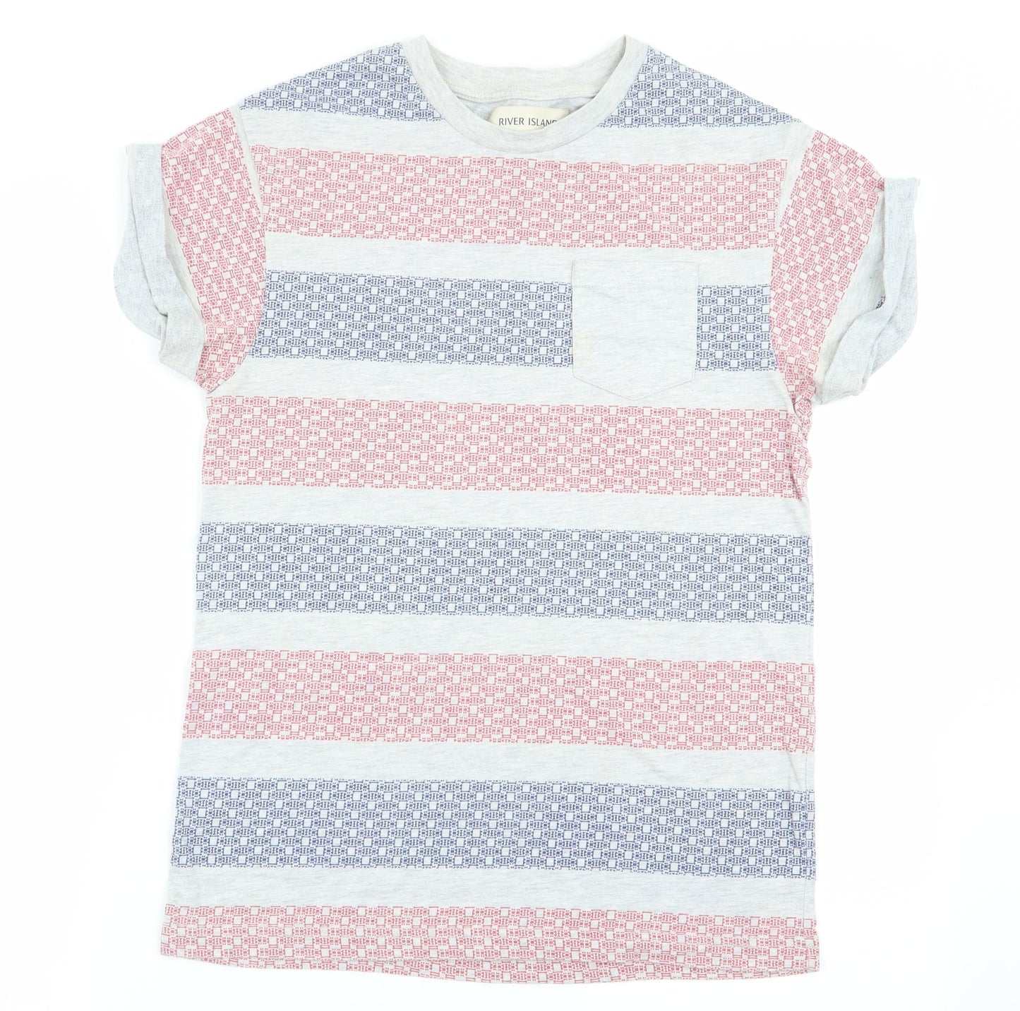 River Island Mens Multicoloured Geometric   T-Shirt Size XS