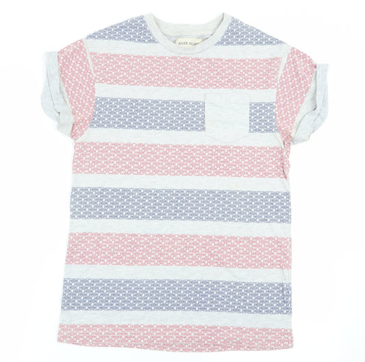 River Island Mens Multicoloured Geometric   T-Shirt Size XS