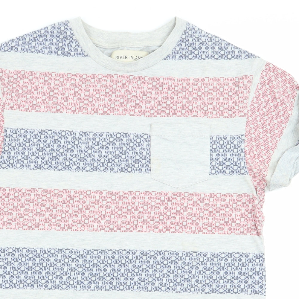River Island Mens Multicoloured Geometric   T-Shirt Size XS