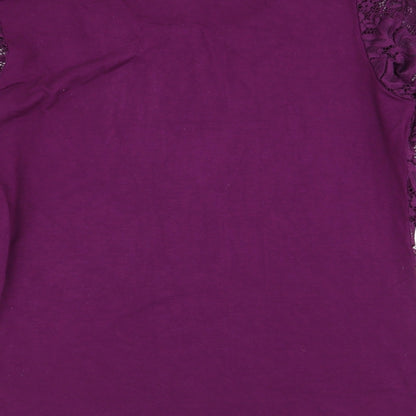 Amisu Womens Purple Floral  Basic T-Shirt Size 14