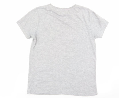 Back view of fortnite boys’ grey basic t-shirt, size M