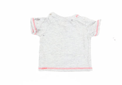 Back view of Tu boys’ grey animal print basic t-shirt, size 0-3, months