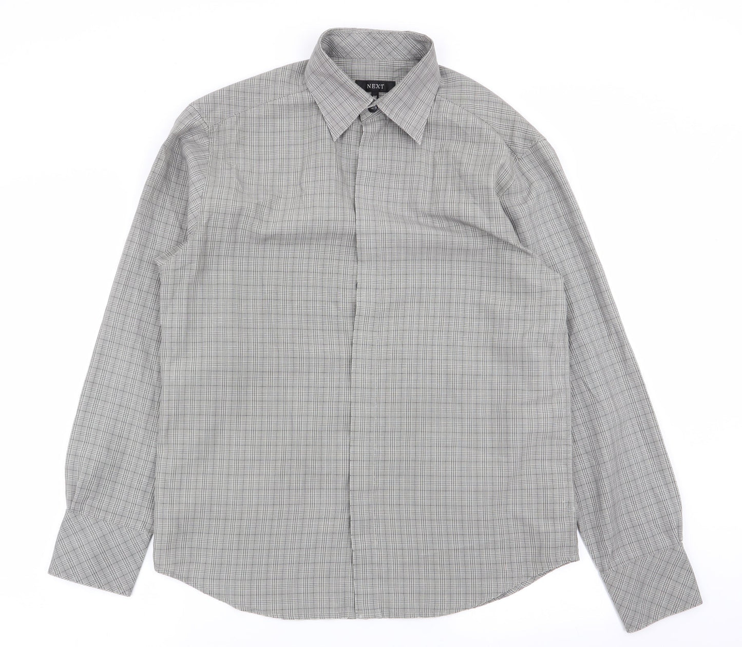 NEXT Mens Grey Check   Button-Up Size M
