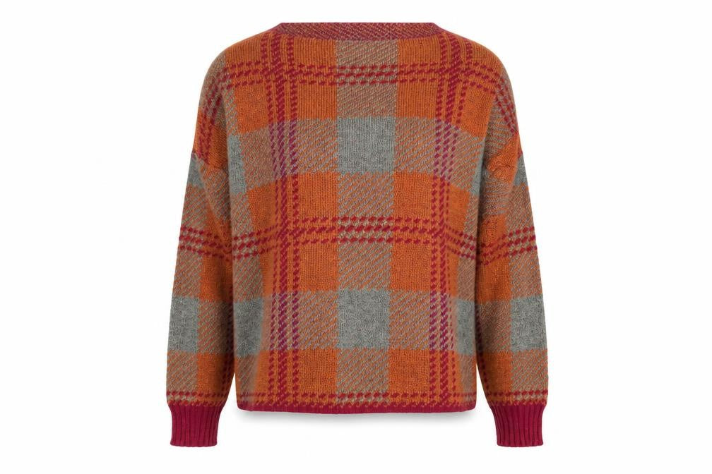Front view of fashion go women’s multicoloured geometric jumper, size M