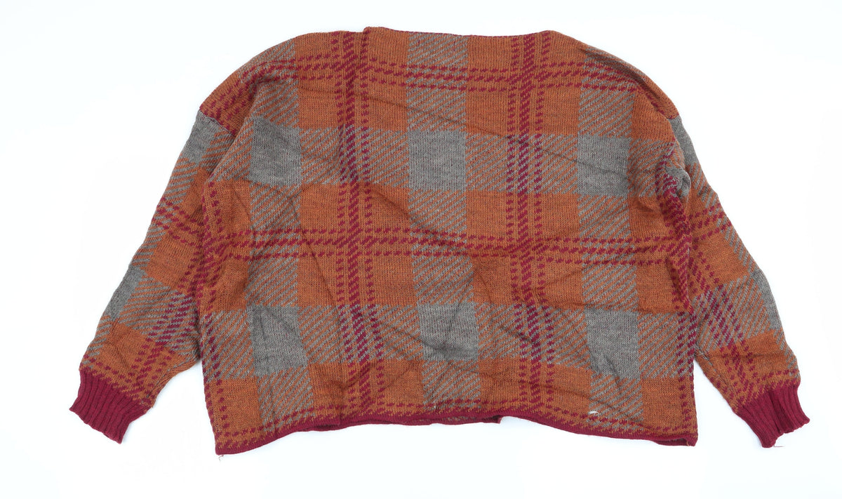 Back view of fashion go women’s multicoloured geometric jumper, size M