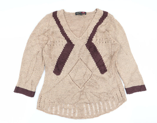 Womens UK Size M stephen Beige Pullover Jumper
