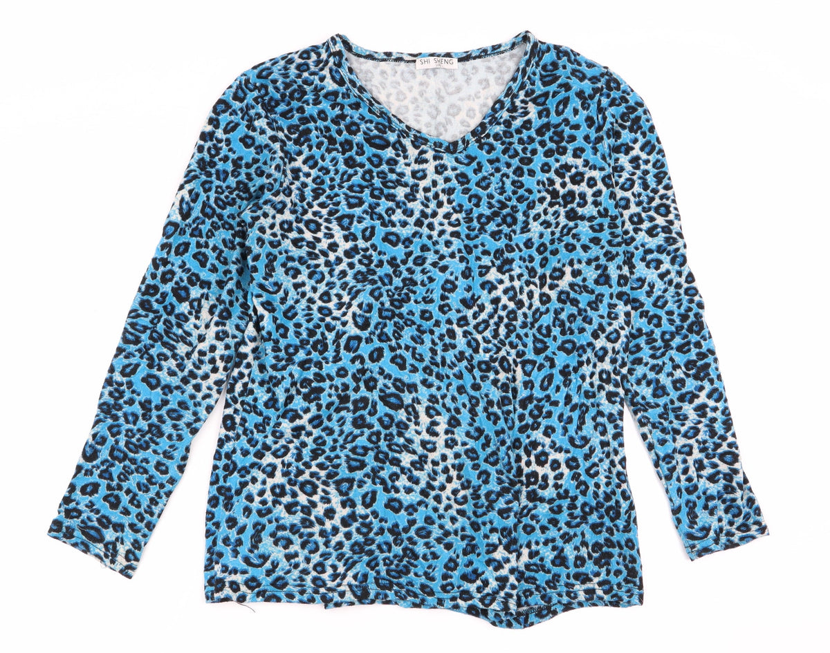 Additional front view of shi sheng women’s multicoloured animal print basic t-shirt, size L
