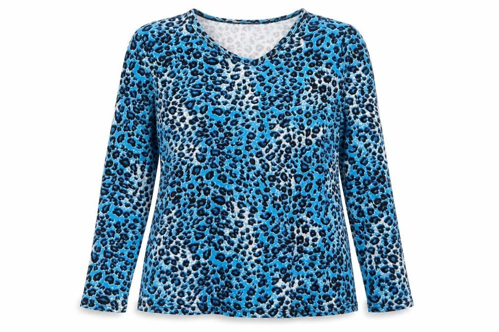 Front view of shi sheng women’s multicoloured animal print basic t-shirt, size L
