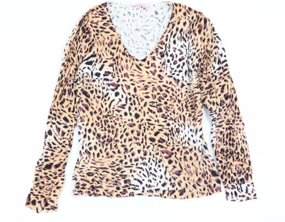 luc 8 fashion Womens Multicoloured Animal Print  Basic T-Shirt Size 12
