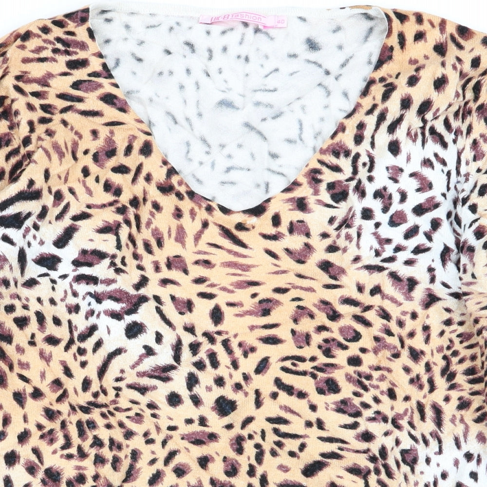luc 8 fashion Womens Multicoloured Animal Print  Basic T-Shirt Size 12