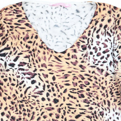luc 8 fashion Womens Multicoloured Animal Print  Basic T-Shirt Size 12