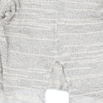 Brand and care label for miss selfrudge women’s beige striped jumper, size UK 10