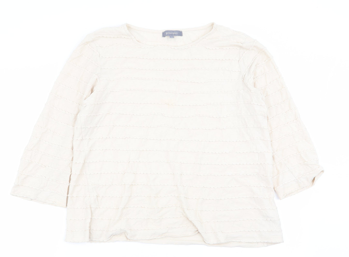 Womens UK Size 14 Principles Beige Basic T-Shirt