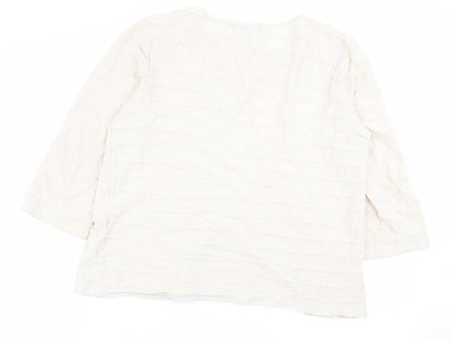Womens UK Size 14 Principles Beige Basic T-Shirt
