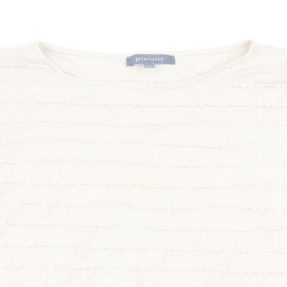 Womens UK Size 14 Principles Beige Basic T-Shirt