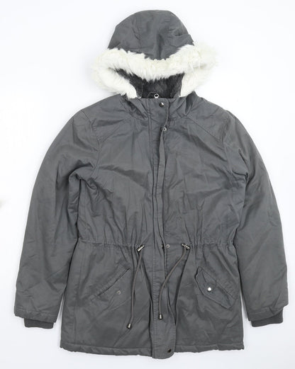 Womens UK Size S Oasis Grey Parka Coat