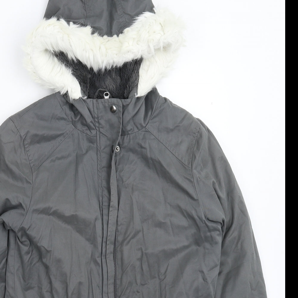 Womens UK Size S Oasis Grey Parka Coat