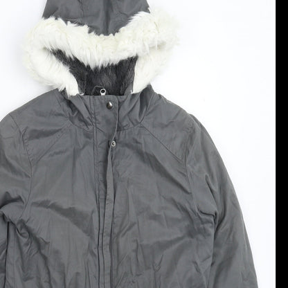 Womens UK Size S Oasis Grey Parka Coat