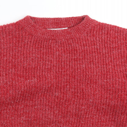 Close-up detail of By Swan women’s red knit jumper one size