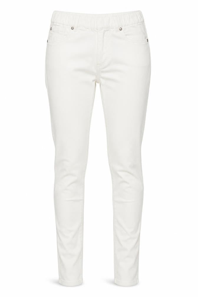 Front view of Denim & Co. women’s white denim jegging jeans, size UK 10, 30-inch leg