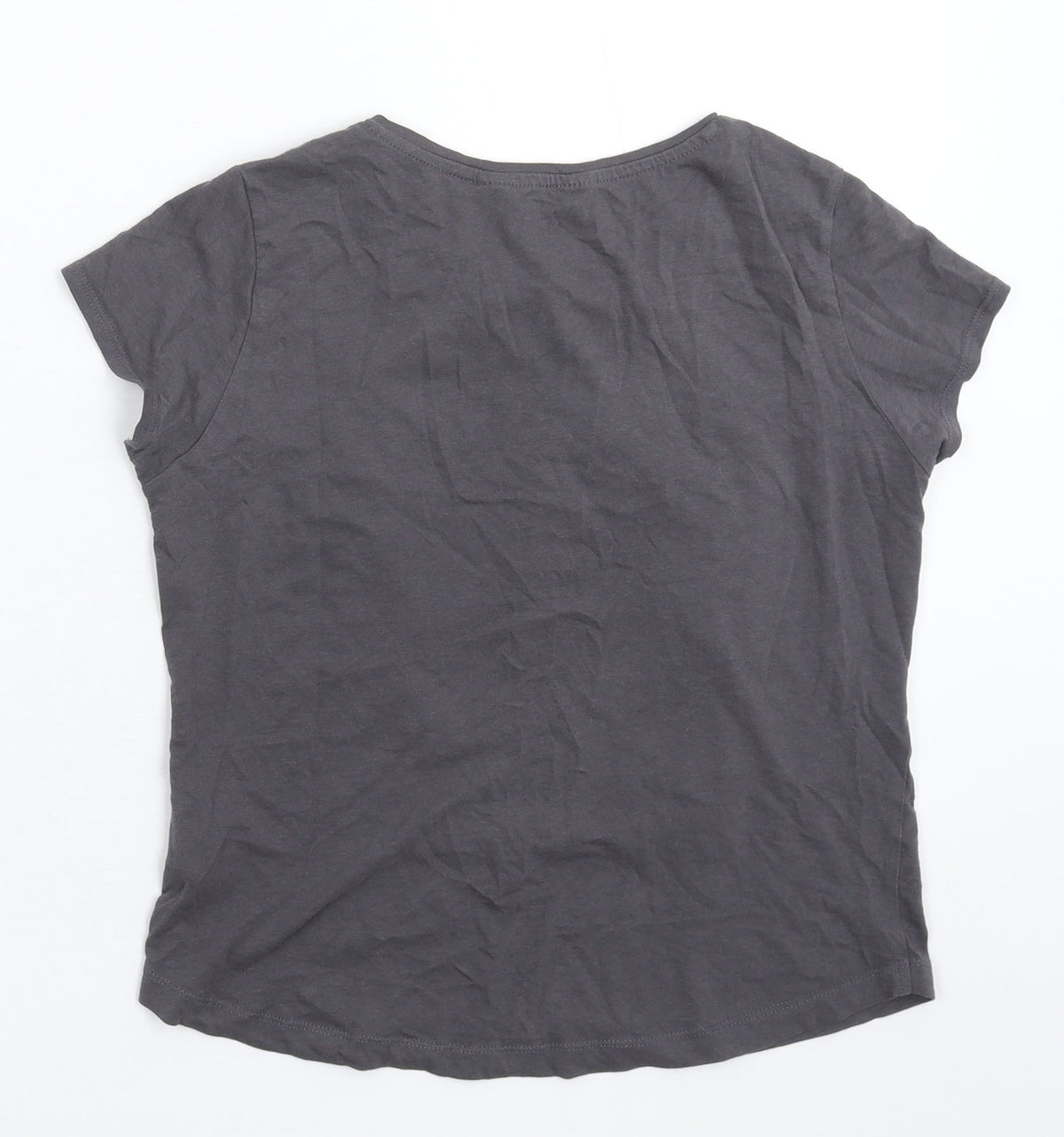 Back view of H&M boys’ grey basic t-shirt, size 11-12, years