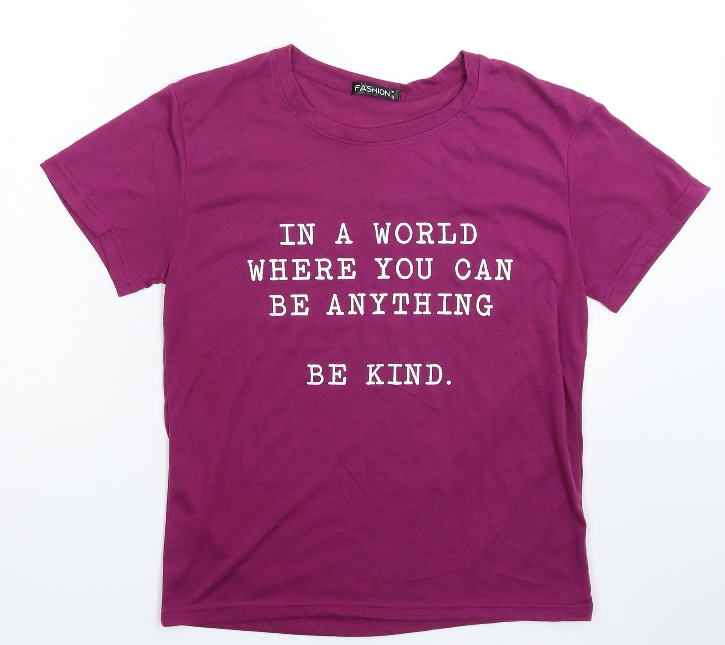 Womens UK Size S Fashion Purple Basic T-Shirt