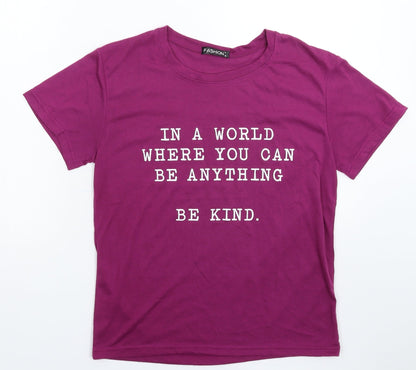 Womens UK Size S Fashion Purple Basic T-Shirt