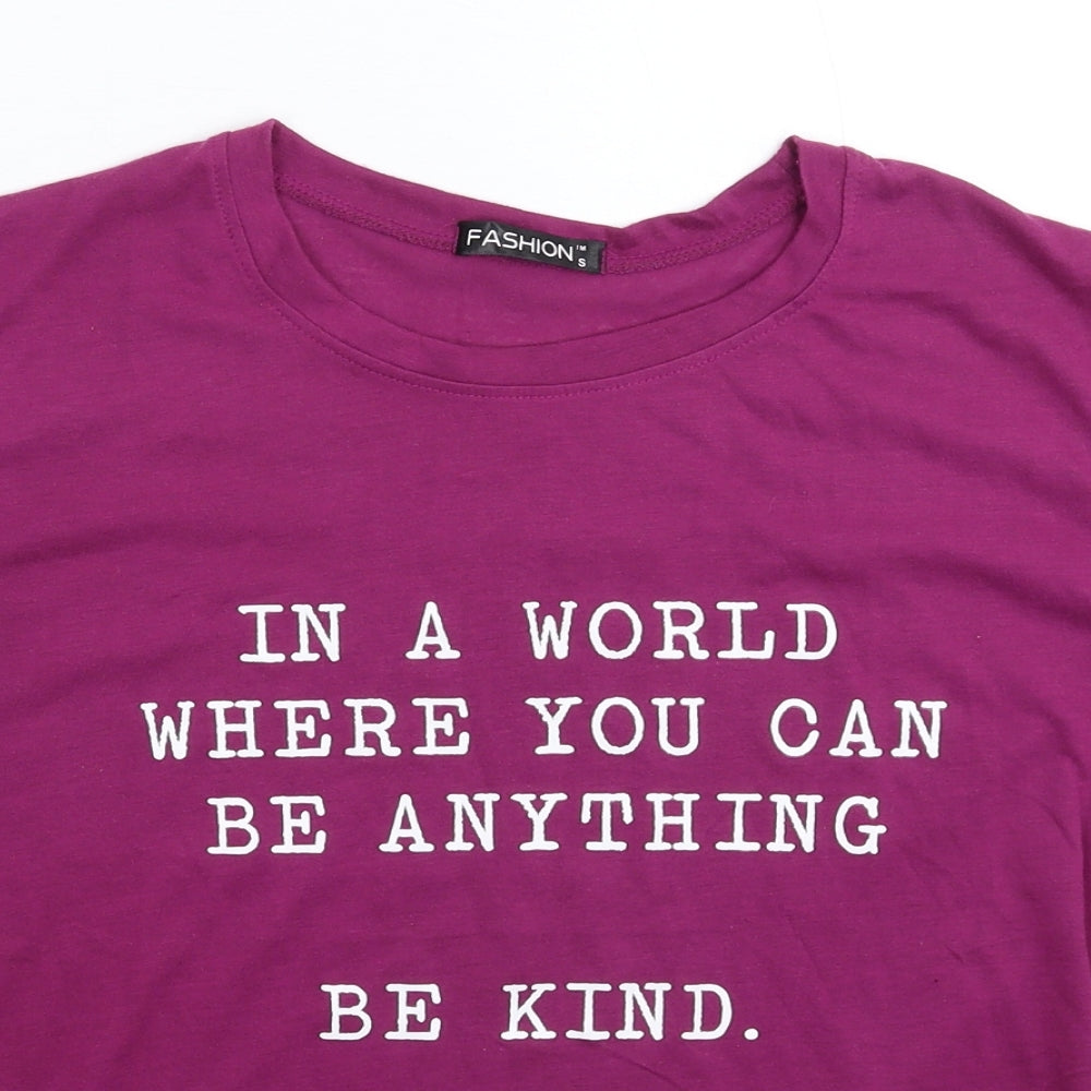 Womens UK Size S Fashion Purple Basic T-Shirt