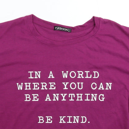 Womens UK Size S Fashion Purple Basic T-Shirt