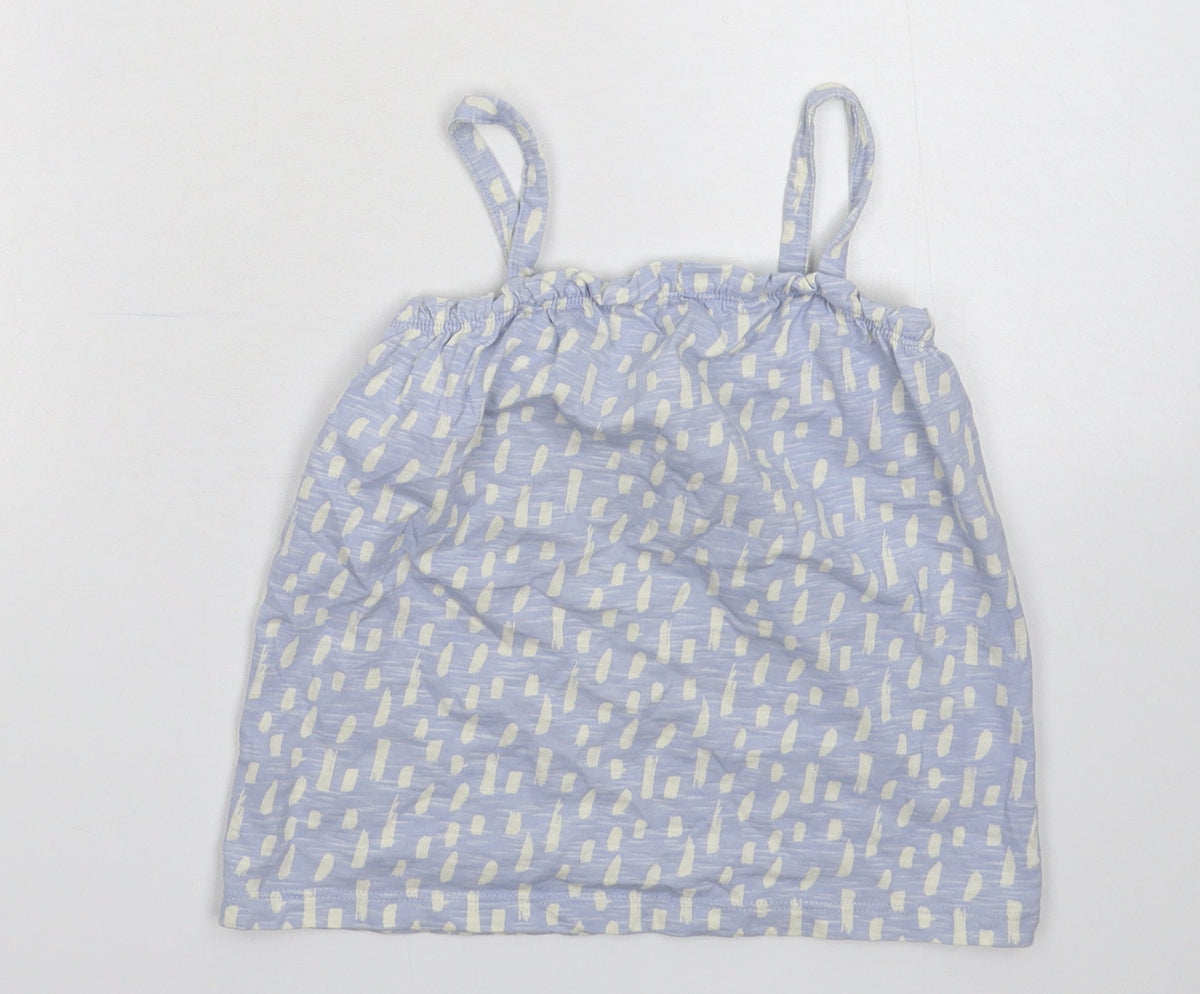 Front view of Nutmeg girls’ blue basic tank, size 6-7, years