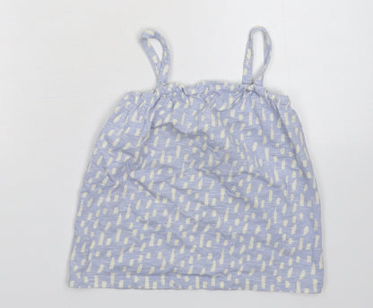 Front view of Nutmeg girls’ blue basic tank, size 6-7, years