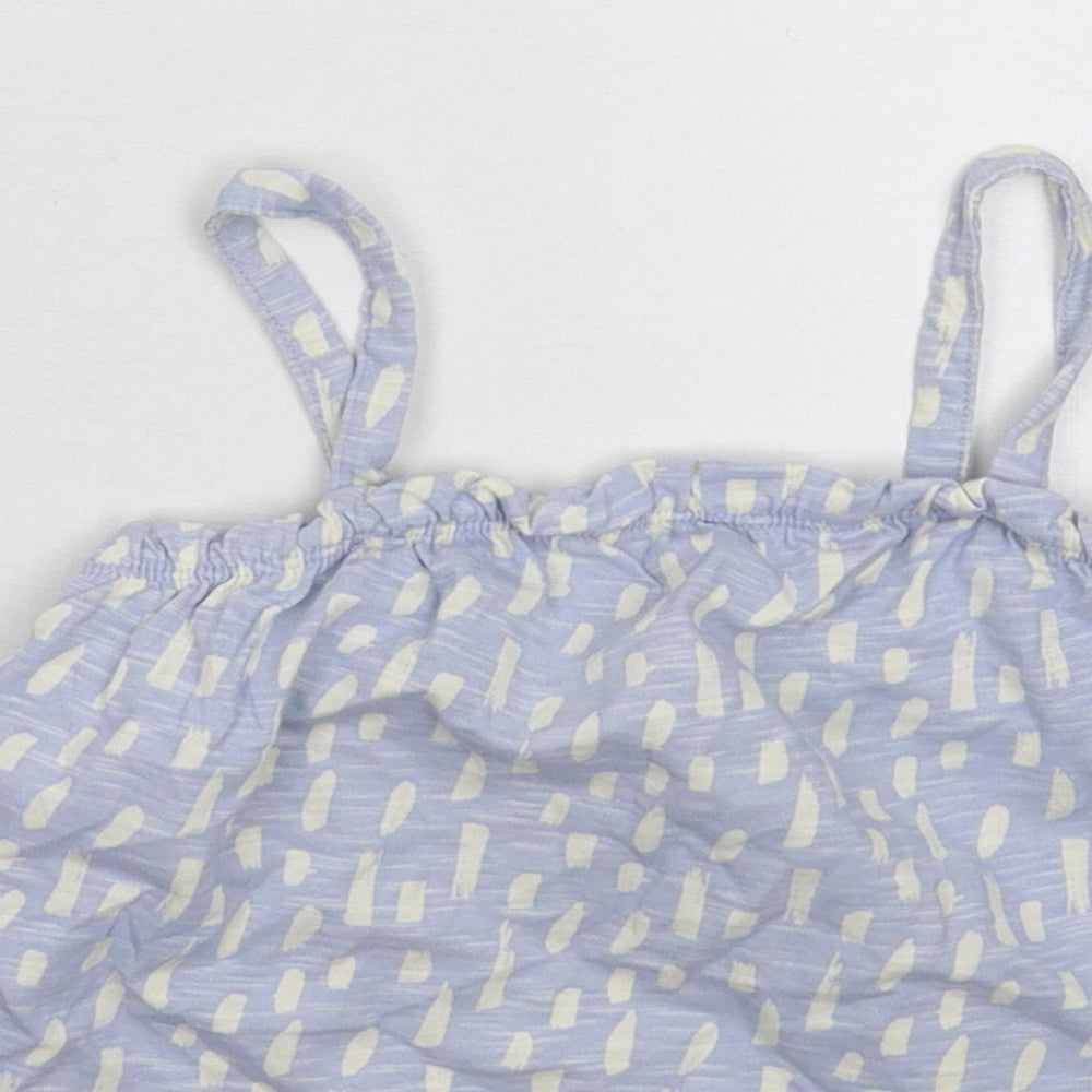 Close-up detail of Nutmeg girls’ blue basic tank, size 6-7, years