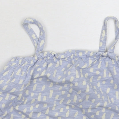 Close-up detail of Nutmeg girls’ blue basic tank, size 6-7, years