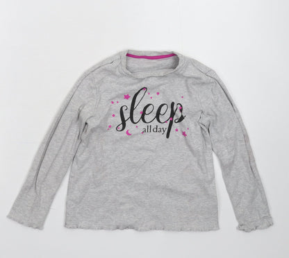 Additional front view of George girls’ grey basic t-shirt, size 7-8, years