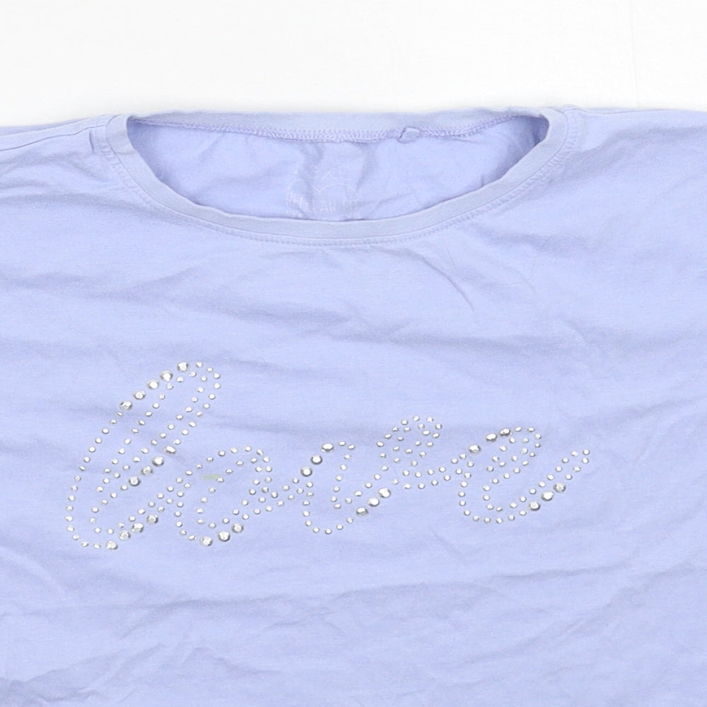 Close-up detail of Next boys’ blue basic t-shirt, size 11, years