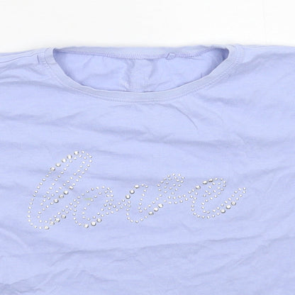 Close-up detail of Next boys’ blue basic t-shirt, size 11, years