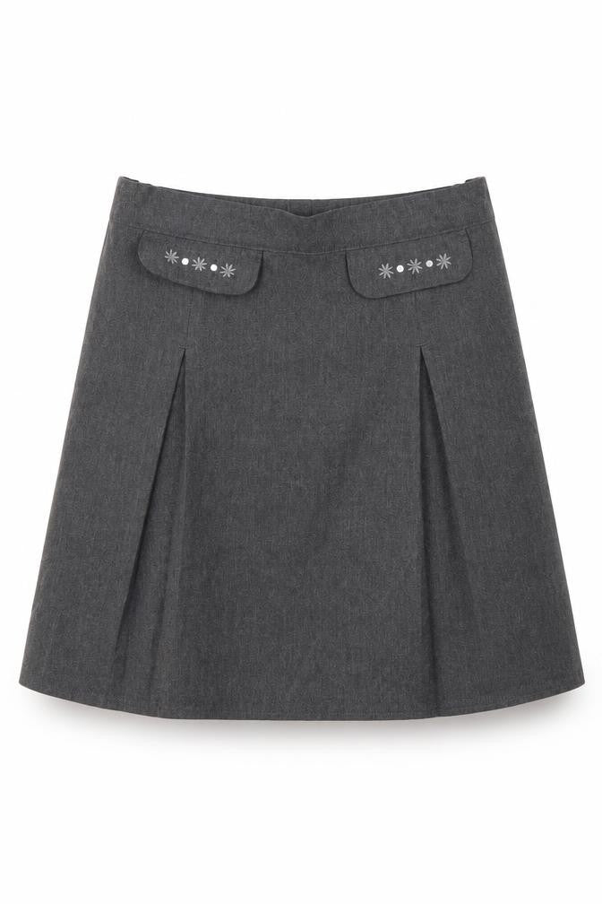 Front view of Marks & Spencer girls’ grey flare skirt, size 9-10, years