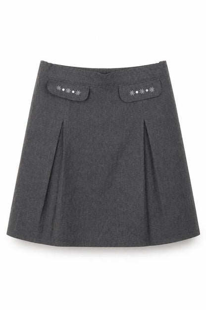 Front view of Marks & Spencer girls’ grey flare skirt, size 9-10, years