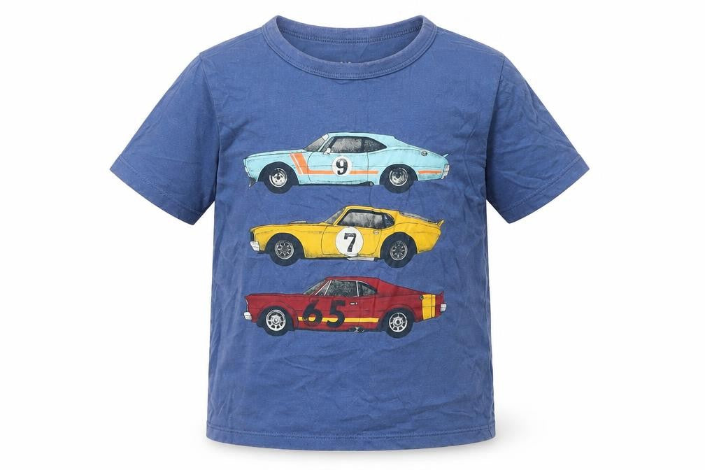 Front view of Gap boys’ blue geometric basic t-shirt, size XS
