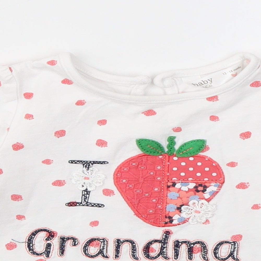 Close-up detail of M&Co girls’ multicoloured geometric basic t-shirt, size 12-18, months