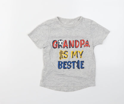 Additional front view of Nutmeg Baby Grey Geometric Basic T-Shirt, size 12-18, Months