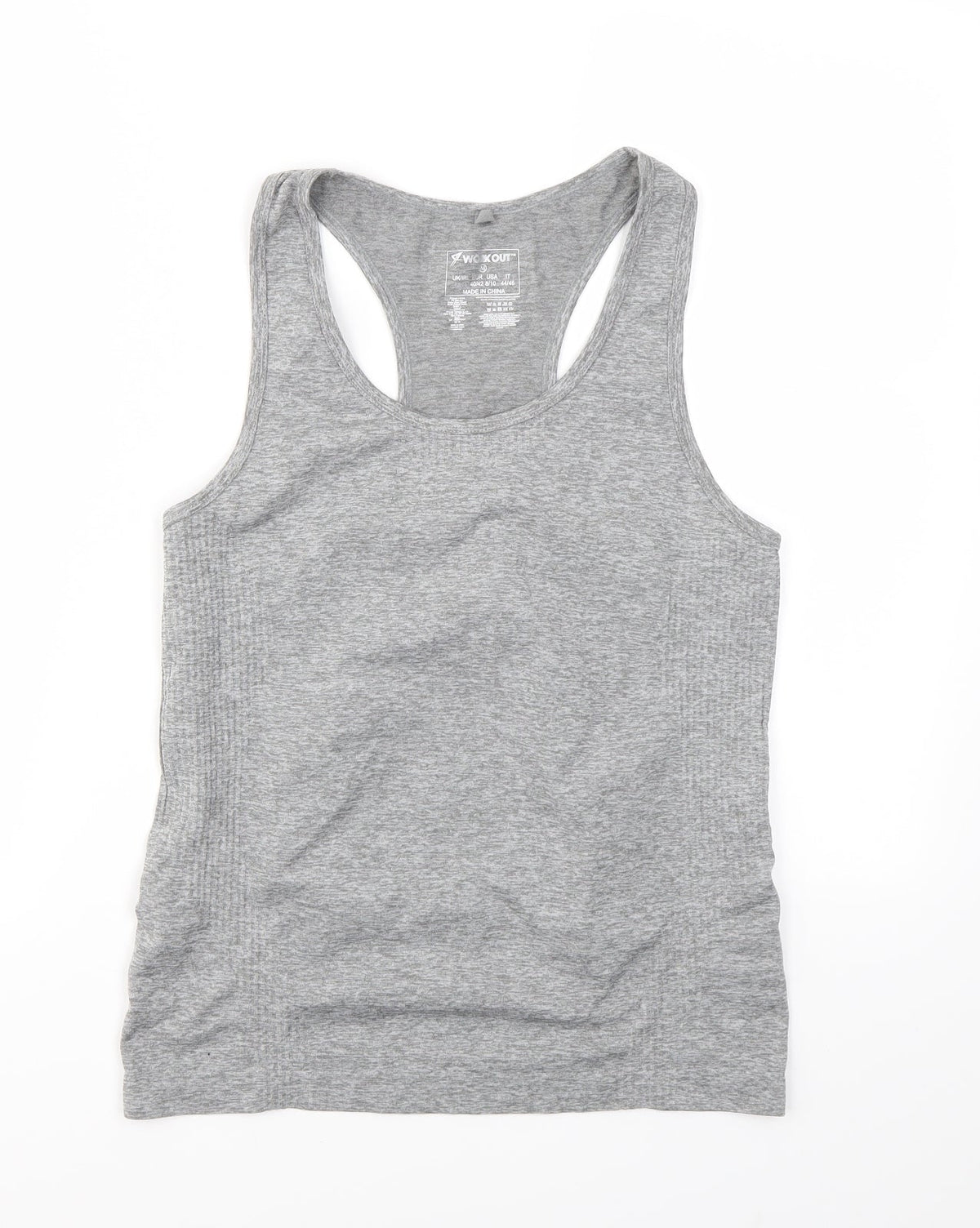 Front view of WorkOut women’s grey basic t-shirt, size M