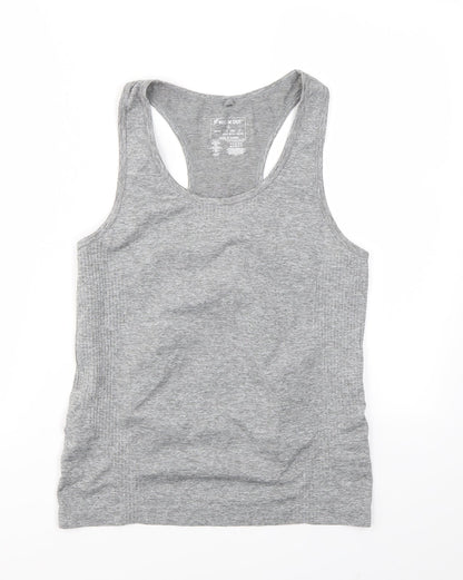Front view of WorkOut women’s grey basic t-shirt, size M