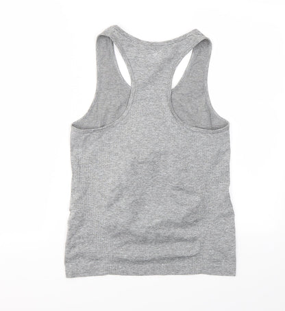 Back view of WorkOut women’s grey basic t-shirt, size M