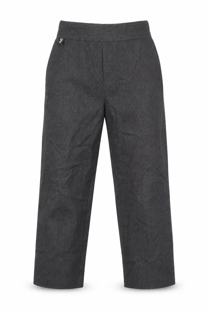 Front view of INNOVATION girls’ grey ikat jogger trousers, size 5, years