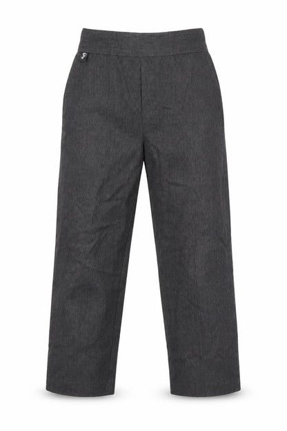 Front view of INNOVATION girls’ grey ikat jogger trousers, size 5, years