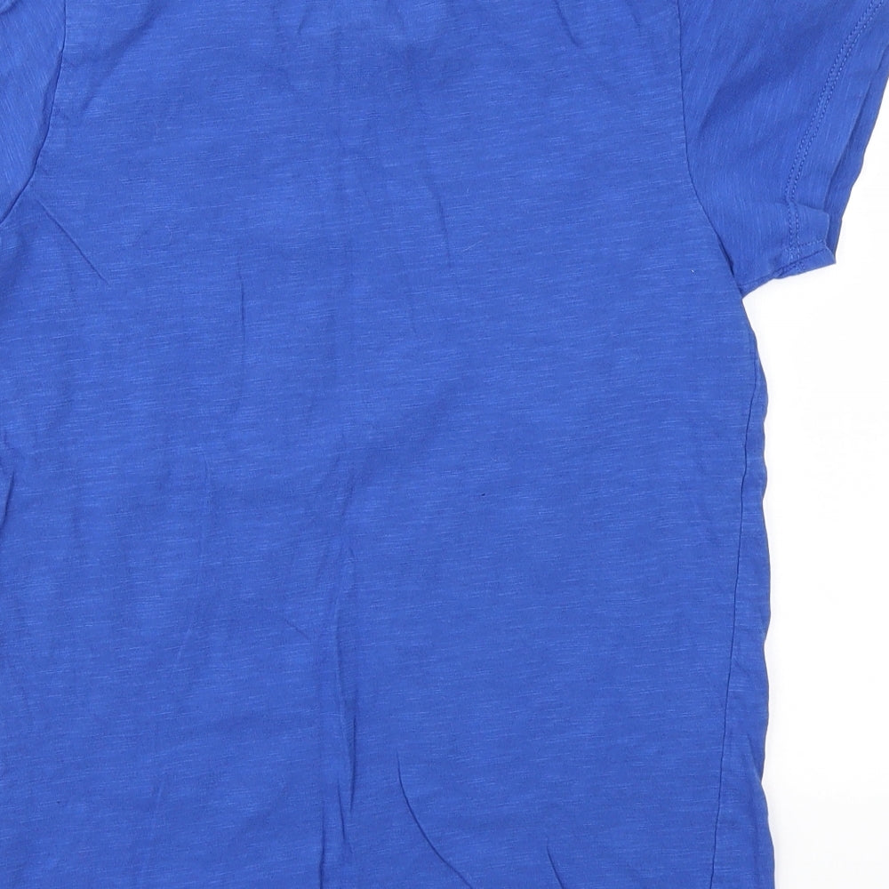 Brand and care label for Matalan boys’ blue geometric basic t-shirt, size 10, years