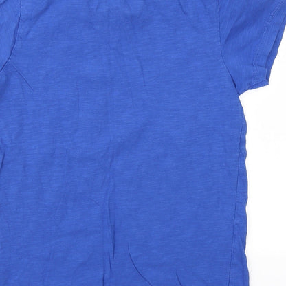 Brand and care label for Matalan boys’ blue geometric basic t-shirt, size 10, years