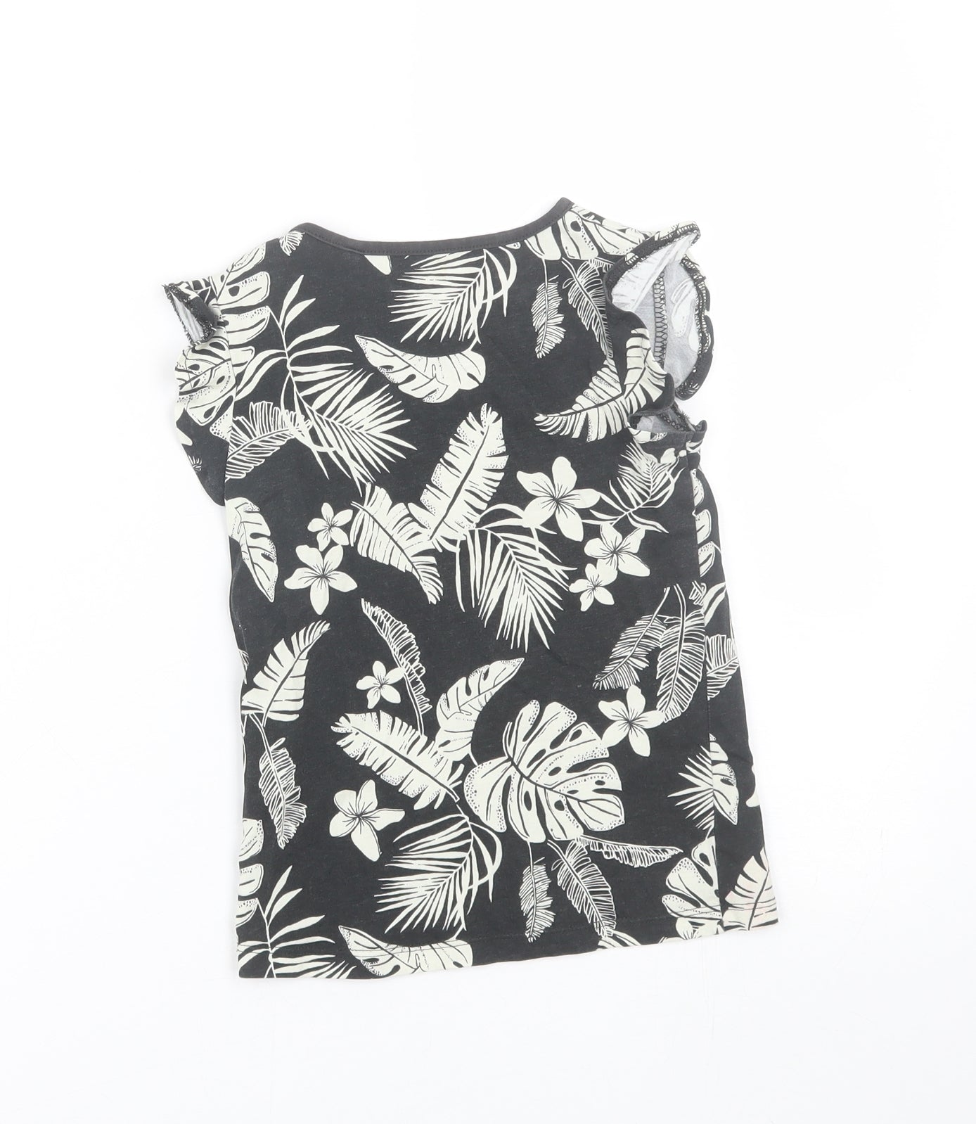 TU Girls Black Floral  Basic T-Shirt Size 5 Years